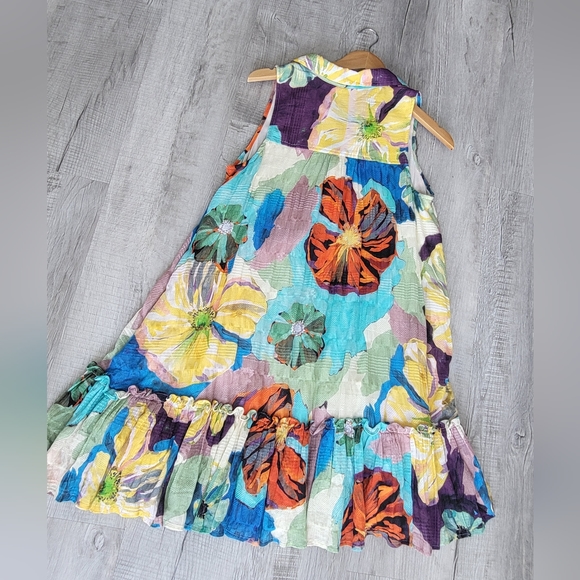 Anthropologie I Maeve Sleeveless Brilliant Floral Tunic Mini Dress Small - Picture 3 of 12